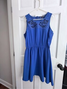 Brixon Ivy Cobalt Blue Sleeveless Lace Yoke Dress